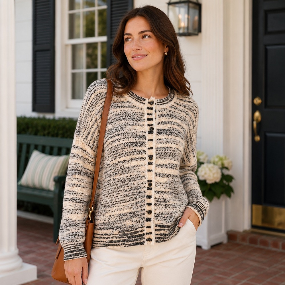 J Crew Space Dyed Textured Cardigan Sweater Sz XXL Coastal Slouchy Fisherman New
